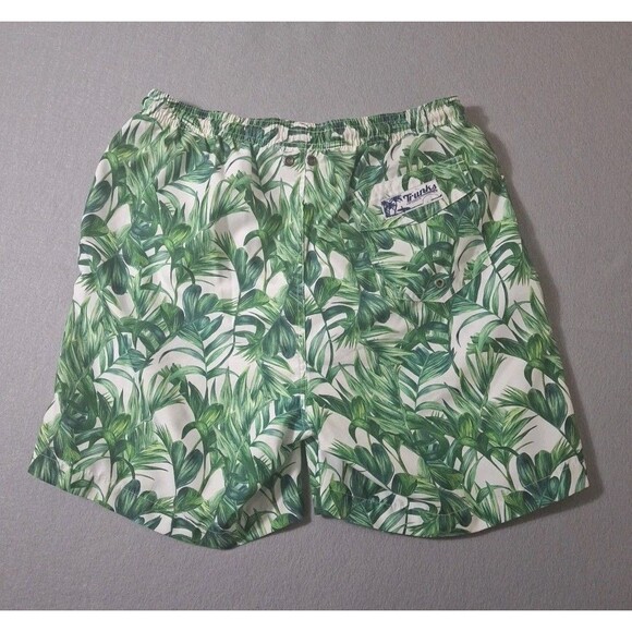 Trunks Surf and Swim Co Short Men Medium Green AOP Lined Floral Palms Print 30 - Picture 7 of 7